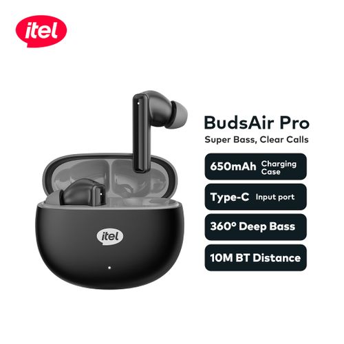 itel TWS BudsAir Pro Earphones Earbuds Bluetooth5.4 ENC Black